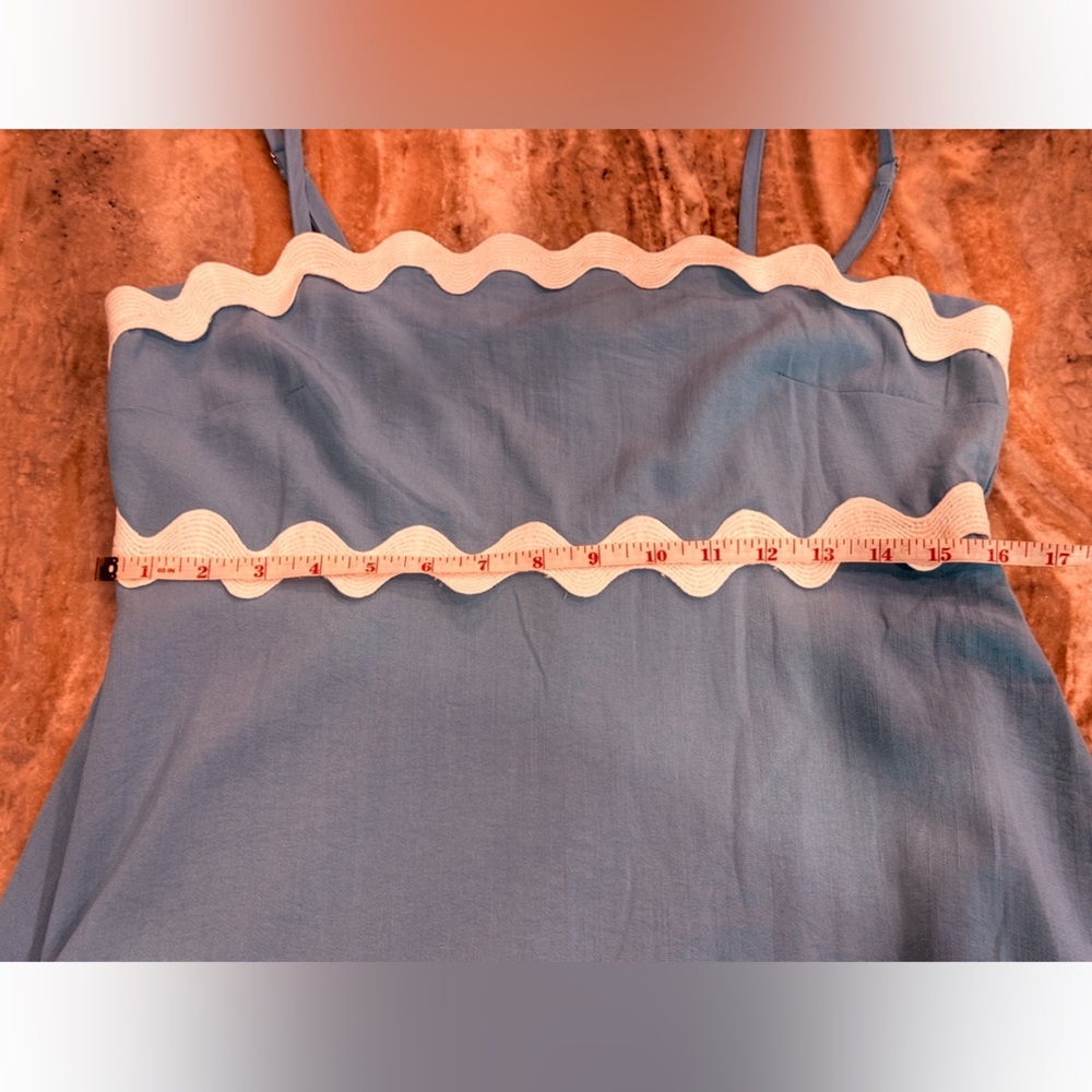 Women’s KIRUNDO blue and white Ric rac midi dress- Size medium - Picture 8 of 9